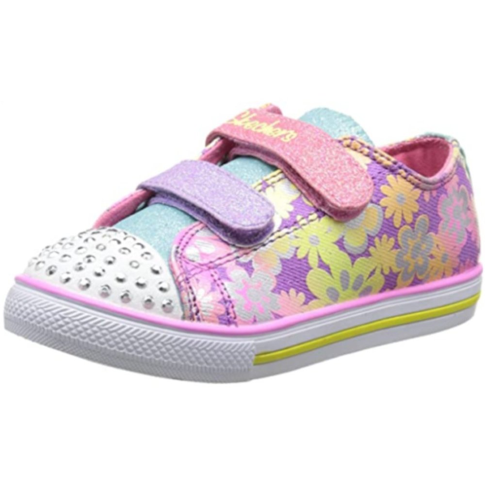 NEW Skechers Baby Twinkle Toes Glint Gleam Light Up Glitter Stud Pastel Rainbow - Picture 1 of 7